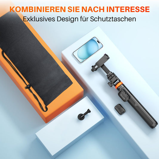 OOHHEE 158cm Handystativ mit Fernbedienung, Stativ für iPhone und Selfie-Stick, hochfeste Beine und ausziehbarer Rohrstativständer, Handy Stativ Ständer passend für iPhone/Samsung S22/Kamera