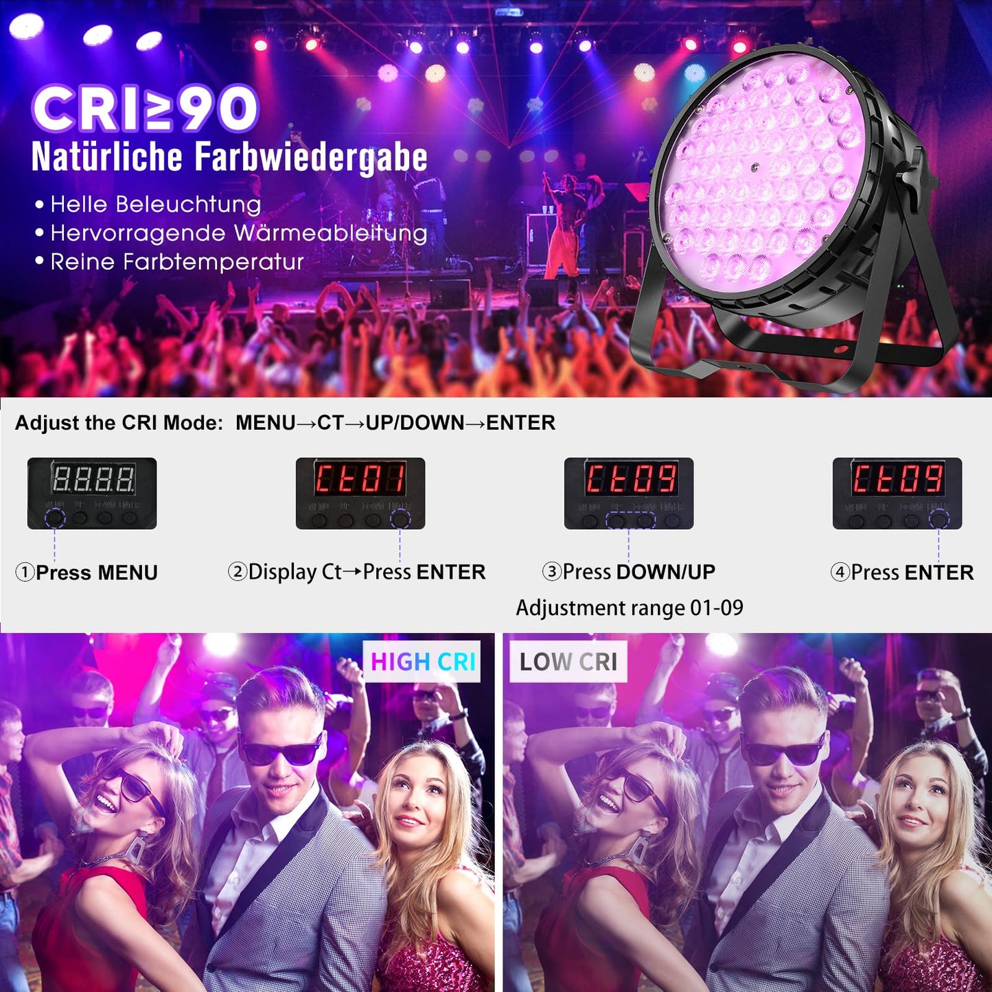 BETOPPER Stage Lights 54x4W Strobe Bühnenlicht LED Par Lichter, RGBW 4 in 1 DMX512 Leichte Discolicht DJ Licht für Party Hochzeit Club Bars Show, 4S