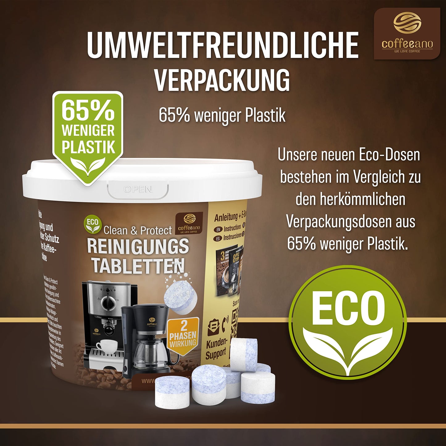 80 x 2-Phasen Reinigungstabletten für Jura Kaffeevollautomaten - Coffeeano Reinigungstabs für Jura Kaffeevollautomaten - Reiniger für Kaffeemaschinen