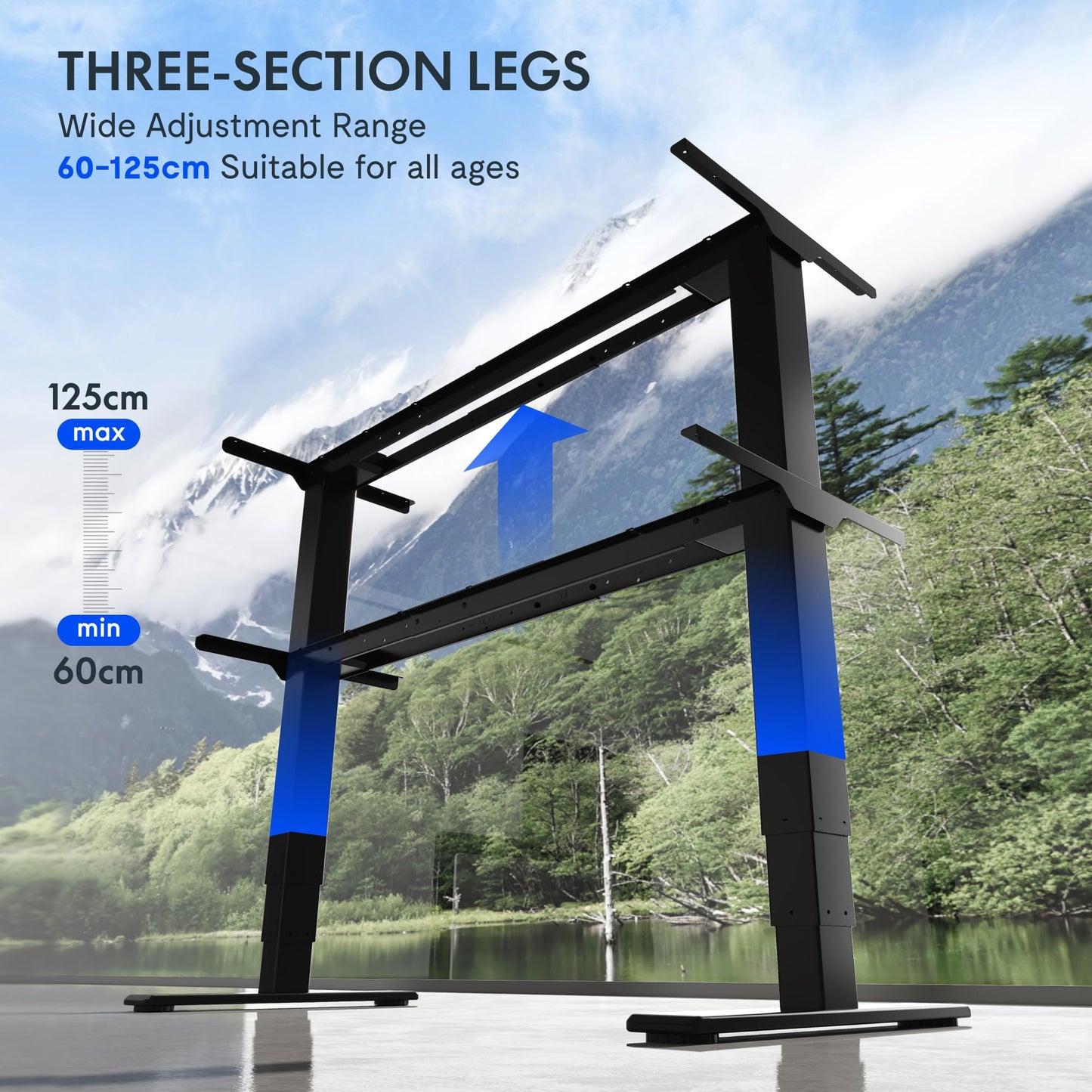 Elektrisches Schreibtischgestell – Höhenverstellbar mit Dual-Motor, LED-Display & Anti-Kollisionssystem, Schwarz