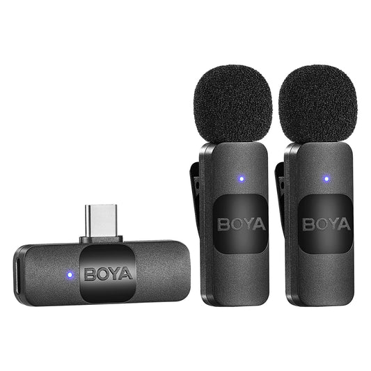 BOYA BY-V20 USB-C kabelloses Mikrofon, Mini-Ansteckmikrofon mit Geräuschunterdrückung, kompatibel mit Android/Typ-C-Smartphone, Laptop für YouTube, Podcast, Facebook, Vlogging Aufnahmen
