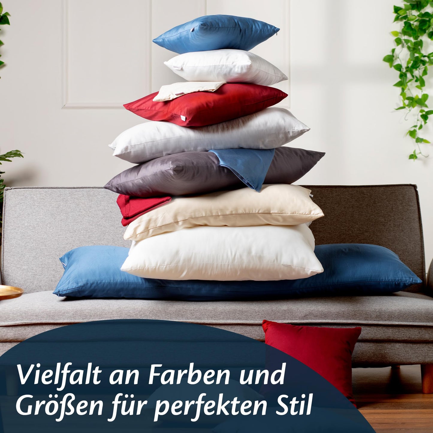 Kissenbezug 40 x 80 Mikrofaser Premium 2er Set Kissenhülle Deko für Kissen Bett/Sofa Stoff Superweicher Resistent Hypoallergen Anti-Milben Atmungsaktiv Kopfkissenbezug mit Verdecktem Zip Voll Waschbar