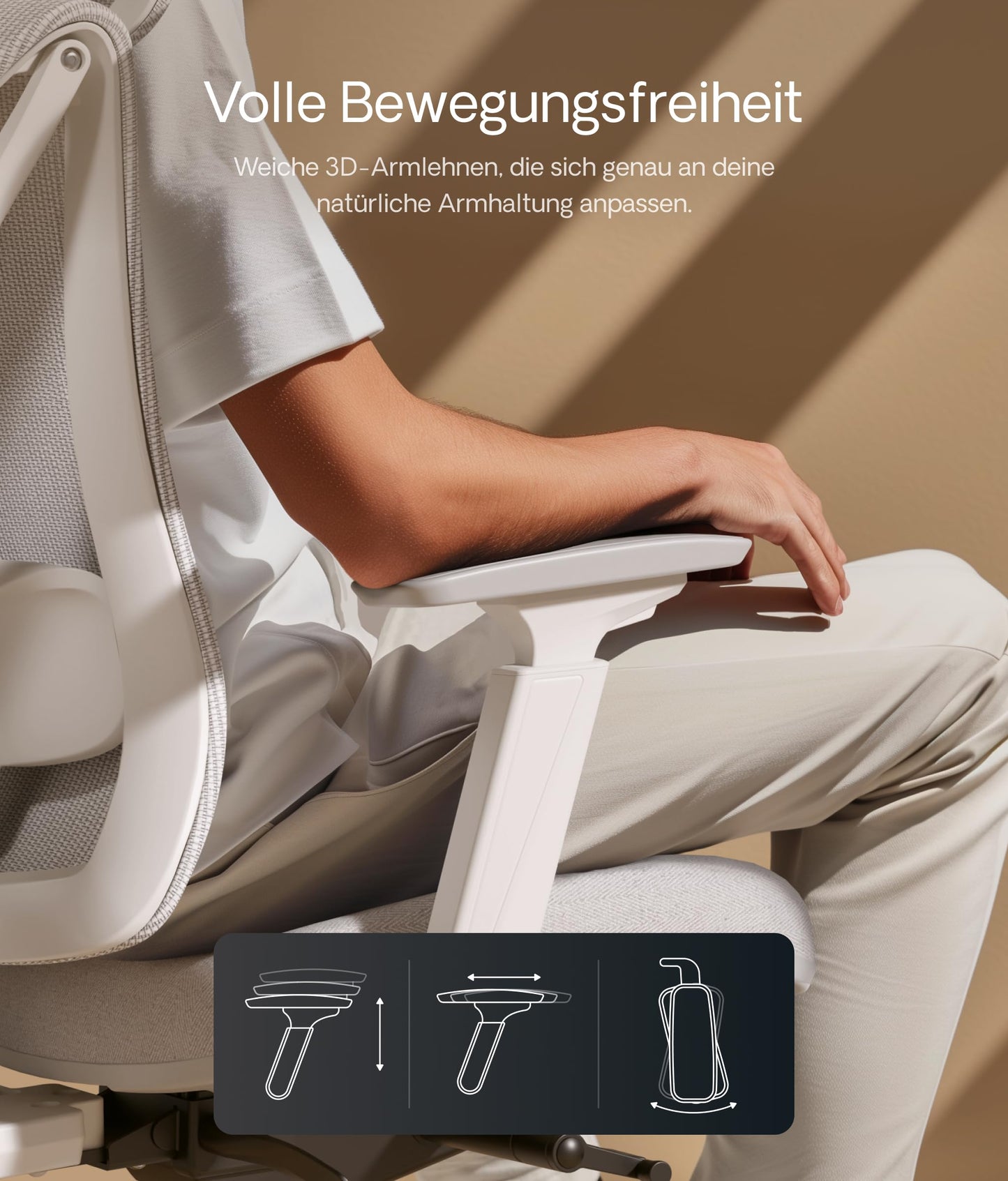Desktronic Verstellbarer ergonomischer Bürostuhl | Schreibtischstuhl mit Lendenwirbelstütze - rückenfreundlich- Computerstuhl höhenverstellbar & rückenschonend - breites Polster SitPro (Grau)