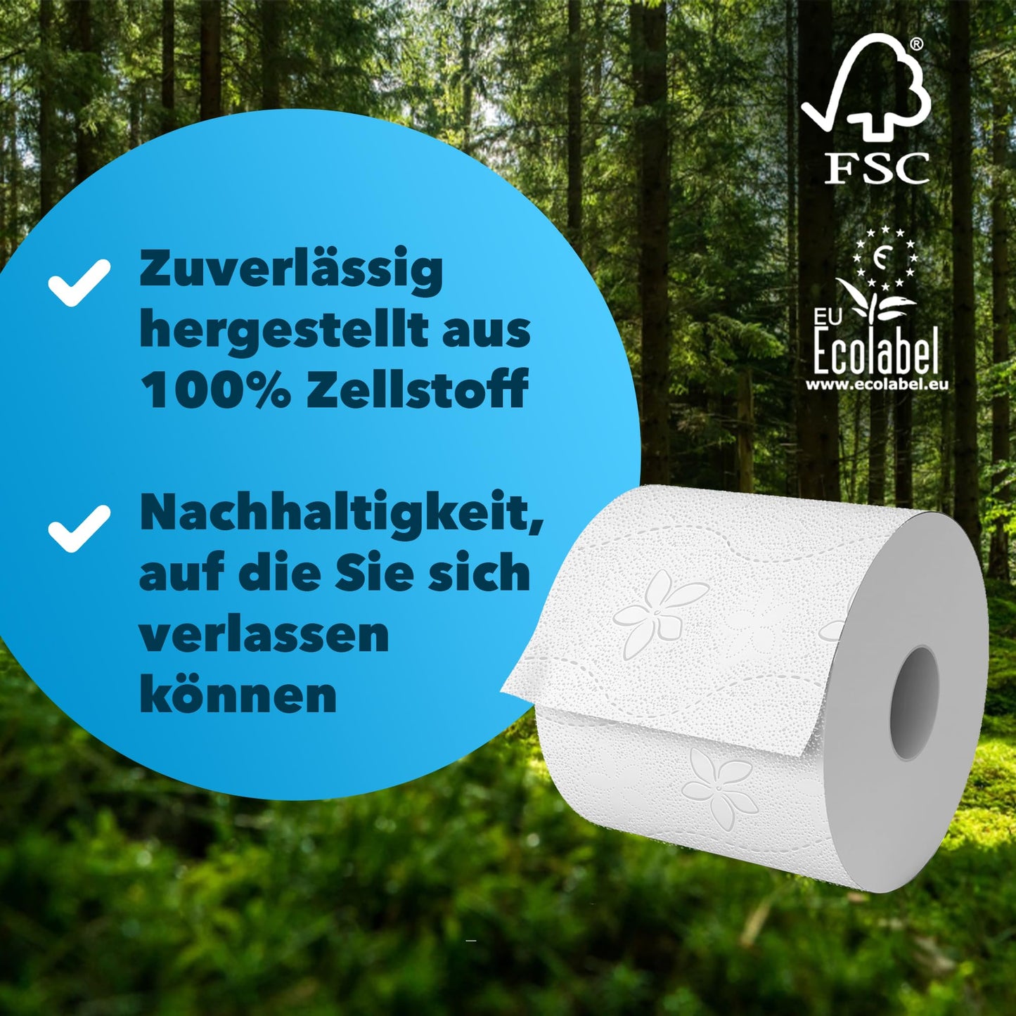 BOVE Toilettenpapier 3-lagig 168 Rollen Gigapackung - 250 Blatt pro Rolle - Extra Weich, Stark & Saugstark - FSC & EU Ecolabel Zertifiziert - Preis-Leistungs-Knaller
