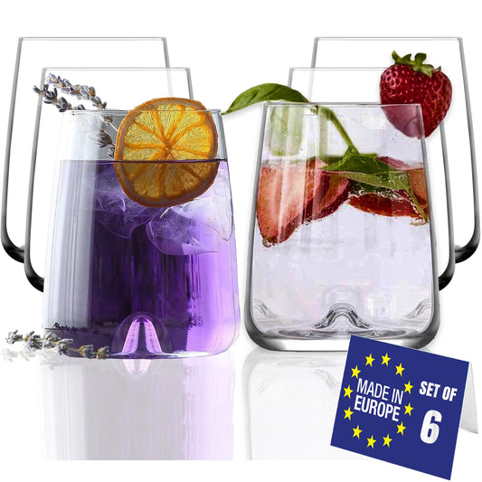 NORDIC SCHILLER Moderne Trinkgläser Groß 475ml, 6er Set%100 BLEI FREI Weinglas, Wassergläser Spülmaschinenfest Coktailgläser Wasserglas Groß Weingläser, Trinkglas Water Glasses Caipirinha Gläser Groß
