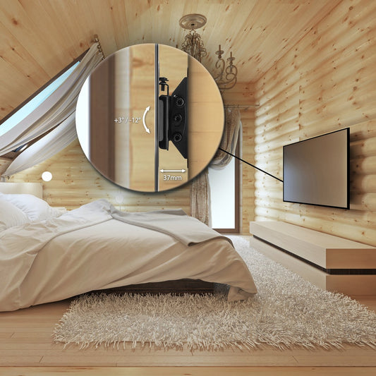 deleyCON Universal TV & Monitor Wandhalterung 17"-47" Zoll (43-119cm) bis 30Kg - Neigbar - bis VESA 200x200mm - Wandabstand nur 37mm - TV Monitor Halterung