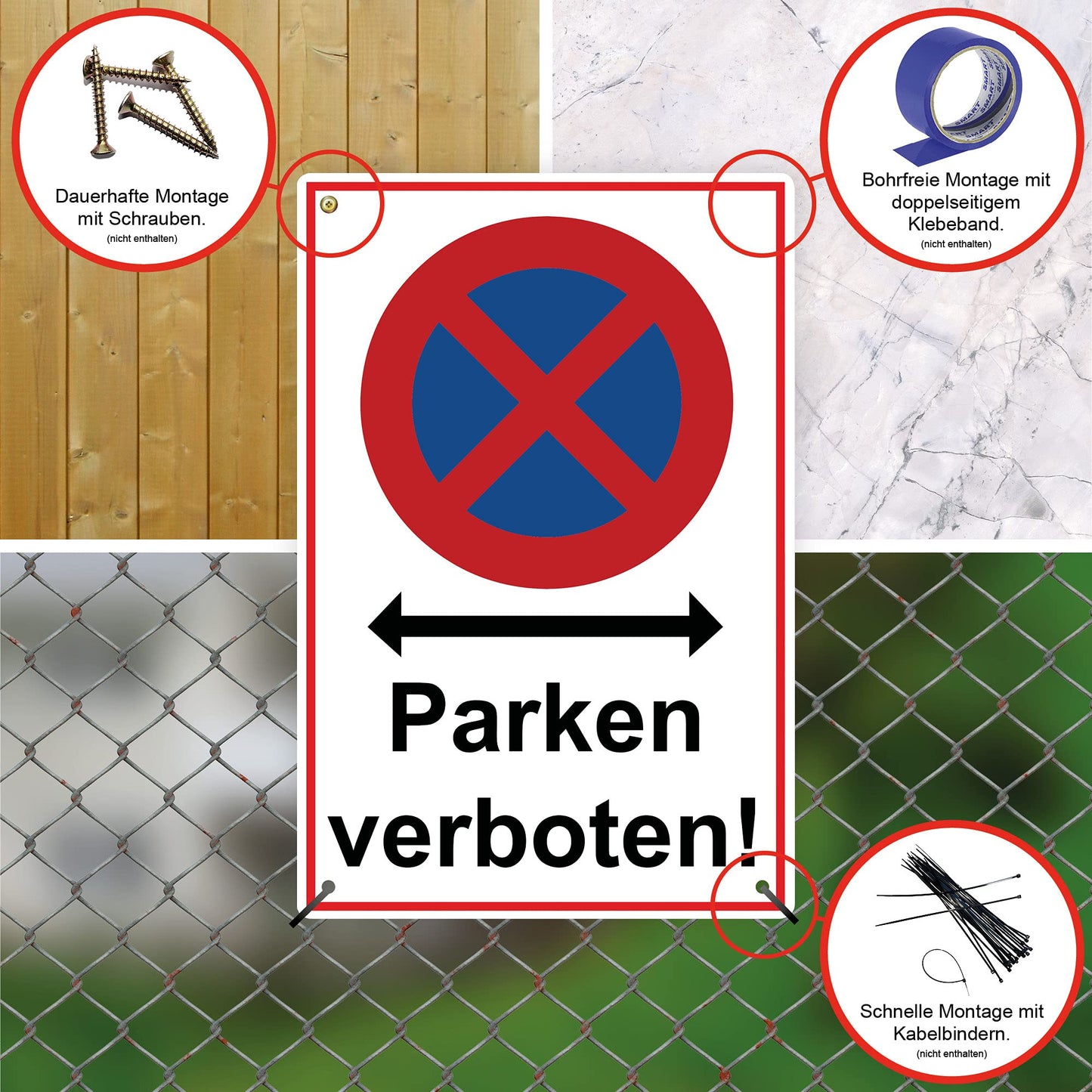 2 Stück XXL Absolutes halteverbot Schild 30 x 40 cm parken verboten aus stabiler PVC Hartschaumplatte 5 mm Parkplatzschild mit UV-Schutz von STROBO