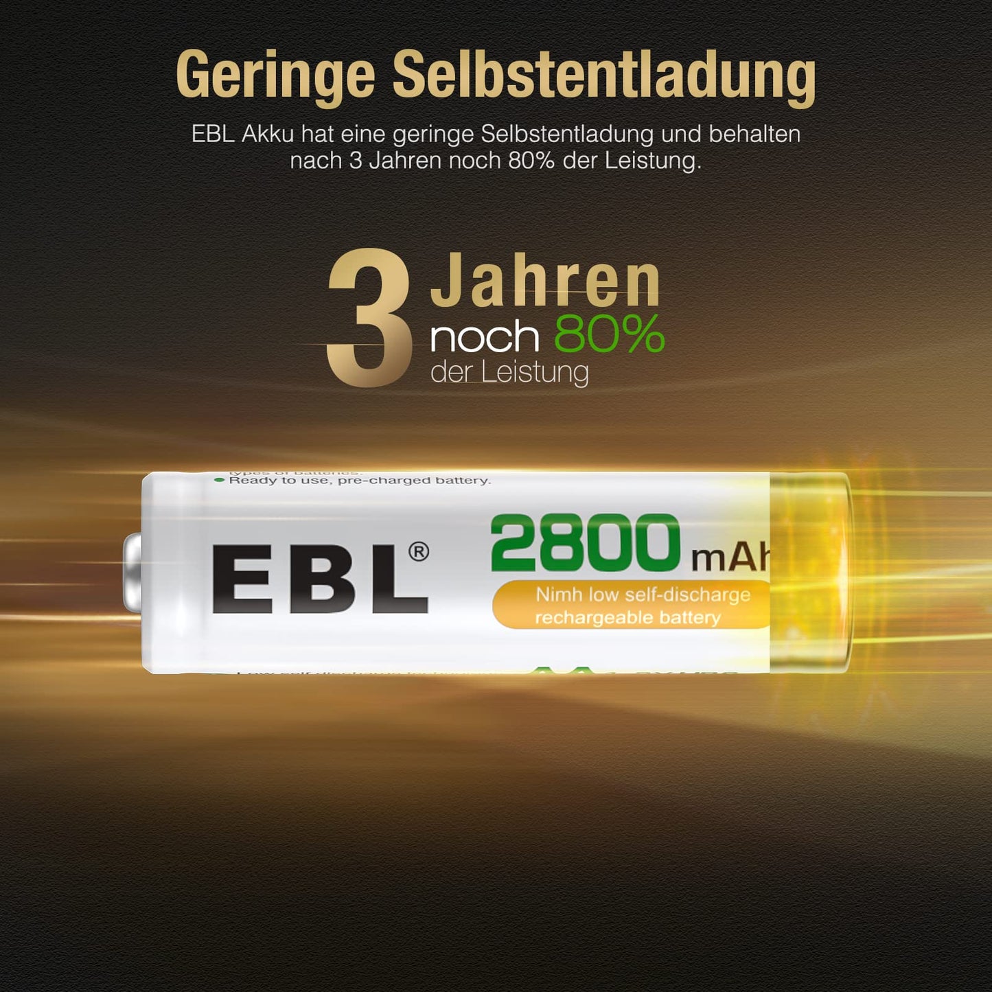 EBL Akku AA - wiederaufladbare AA Batterien 8 Stück mit hoher Kapazität 2800mAh,1,2V Mignon AA Batterien