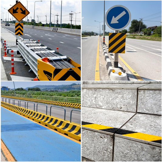 Vueinrg 25m x 5cm Warnband Schwarz Gelbes Klebeband Reflektierend Warnklebeband Sicherheitsband Selbstklebend Reflektorband Wasserdicht Reflexionsband für Warnmarkierung PKW Anhänger Draußen