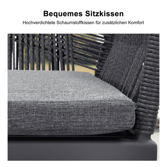 PURPLE LEAF Rivera 9-TLG Gartenmöbel Set 8 Stühle mit Tisch Aluminium Terassenmöbel Außen Wetterfest PE Rattan Essgruppe Gartengarnitur Sitzlounge, Grau