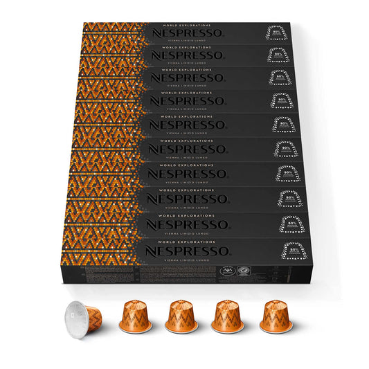 NESPRESSO ORIGINAL Vienna Lungo, Mittlere Röstung, Kompatibel mit ORIGINAL Kaffeemaschinen, Kapsel Set aus 100 Kaffeekapseln