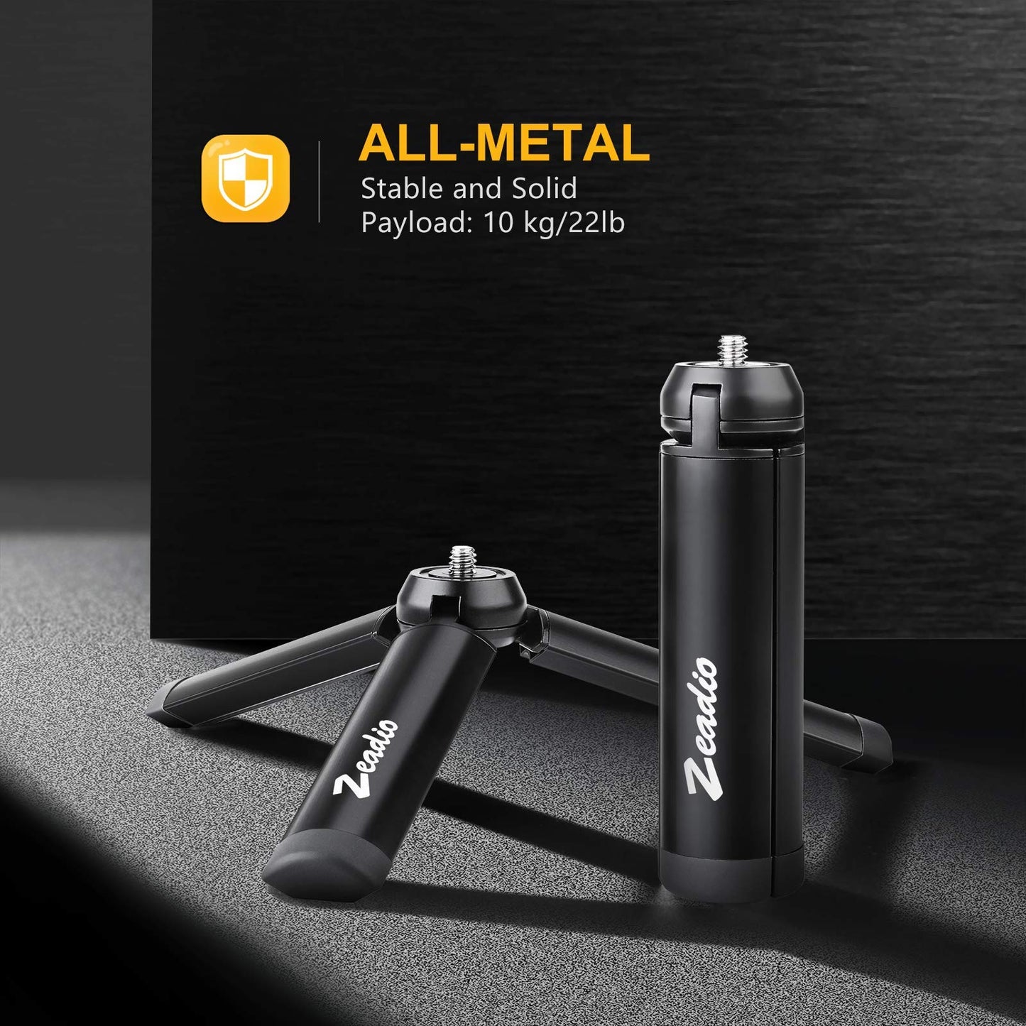 Zeadio Metall Mini-Stativ mit 1/4 Zoll Schraube, Tisch-Stativ für Smooth 4, Osmo Mobile, Vimble 2, Gimble Griff-Stabilisator und alle Kameras