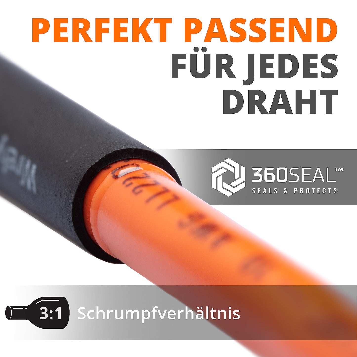 Wirefy Schrumpfschlauch Metrware mit Kleber 15m - 3:1 Schrumpfverhältnis, Doppelwandiger Schrumpfschlauch Wasserdicht - Heat Shrink Tube Set Schwarz Ø 3,2mm