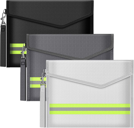 ImnBest 3 Stück Feuerfeste Tasche,Feuerfeste Geldtasche (20 x 14 cm) Feuerfeste Tasche für Dokument Passport Bankkarte Wertsachen,Geldtasche feuerfest wasserdicht,Feuerfeste Brieftasche