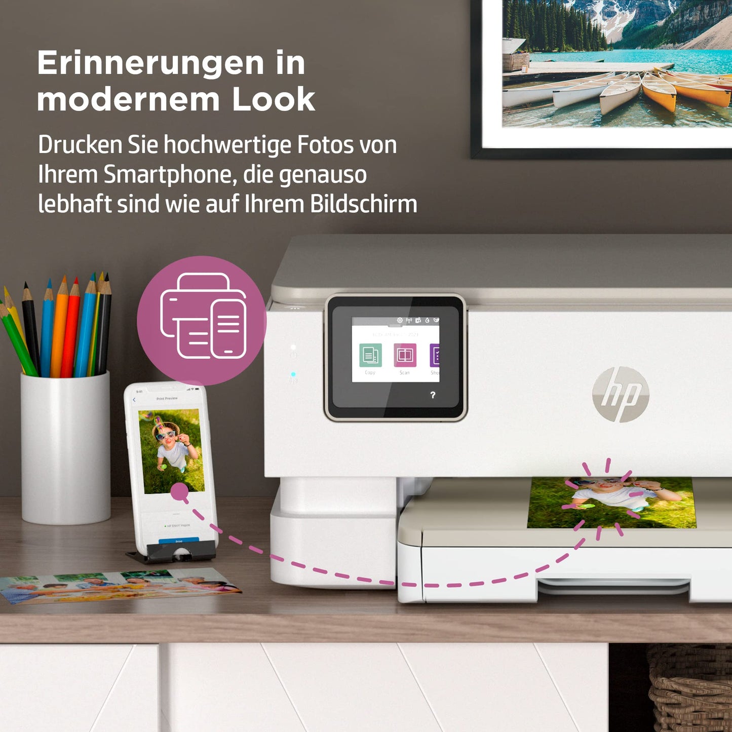 HP Envy Inspire 7220e Multifunktionsdrucker, Tintenstrahldrucker, 6 Monate gratis drucken mit HP Instant Ink inklusive, HP+, Drucken, Scannen, Kopieren, Fotodruck, DIN A4, WLAN, Airprint