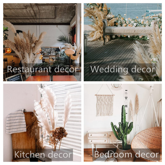 10 Stück Pampas Grass groß, Pampas Grass XXL, Pampas Grass Deko Gross für Boho DekoWohnzimmer Tisch Schlafzimmer Hochzeits Badezimmer(100cm)
