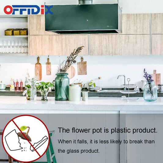 OFFIDIX Künstliche Mini-Pflanzen mit weißen quadratischen Kunststofftöpfen, Büropflanze, Formschnittsträucher, künstliche Pflanzen für Badezimmer, Hausdekorationen