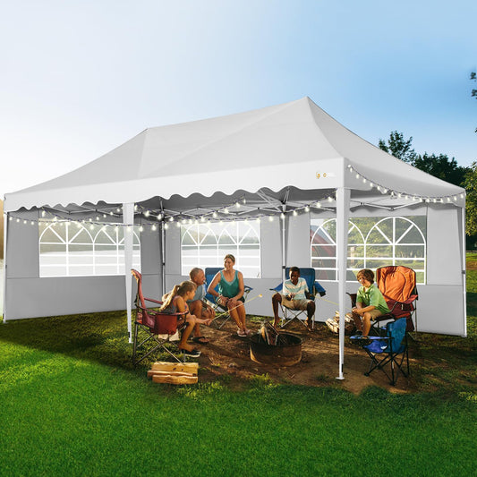 HOTEEL Pavillon 3x6 Faltpavillon 3x6 Wasserdicht Stabil, Partyzelt Faltbar Anti-Uv 50+ Pop Up Gartenpavillon mit 6 Seitenwänden, 4 Sandsäcke, Tasche mit Rollen, für Hochzeiten Partys Markt, Weiß