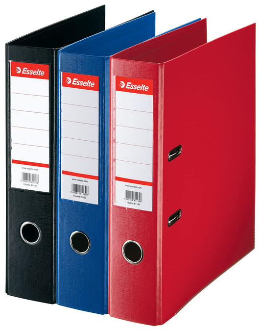 Esselte Ordner, A4, 3er Pack, 75 mm Rückenbreite, Kunststoff, schwarz, 628327