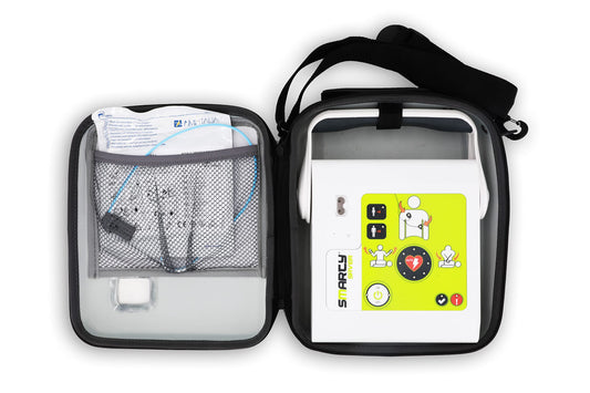 AED Defibrillator SMARTY SAVER 2024, vollautom. Auslösung, Umschalter Erwachsene/Kinder auf Kleinkinder-Modus, Kombi-Elektroden, MDR-zertifiziert