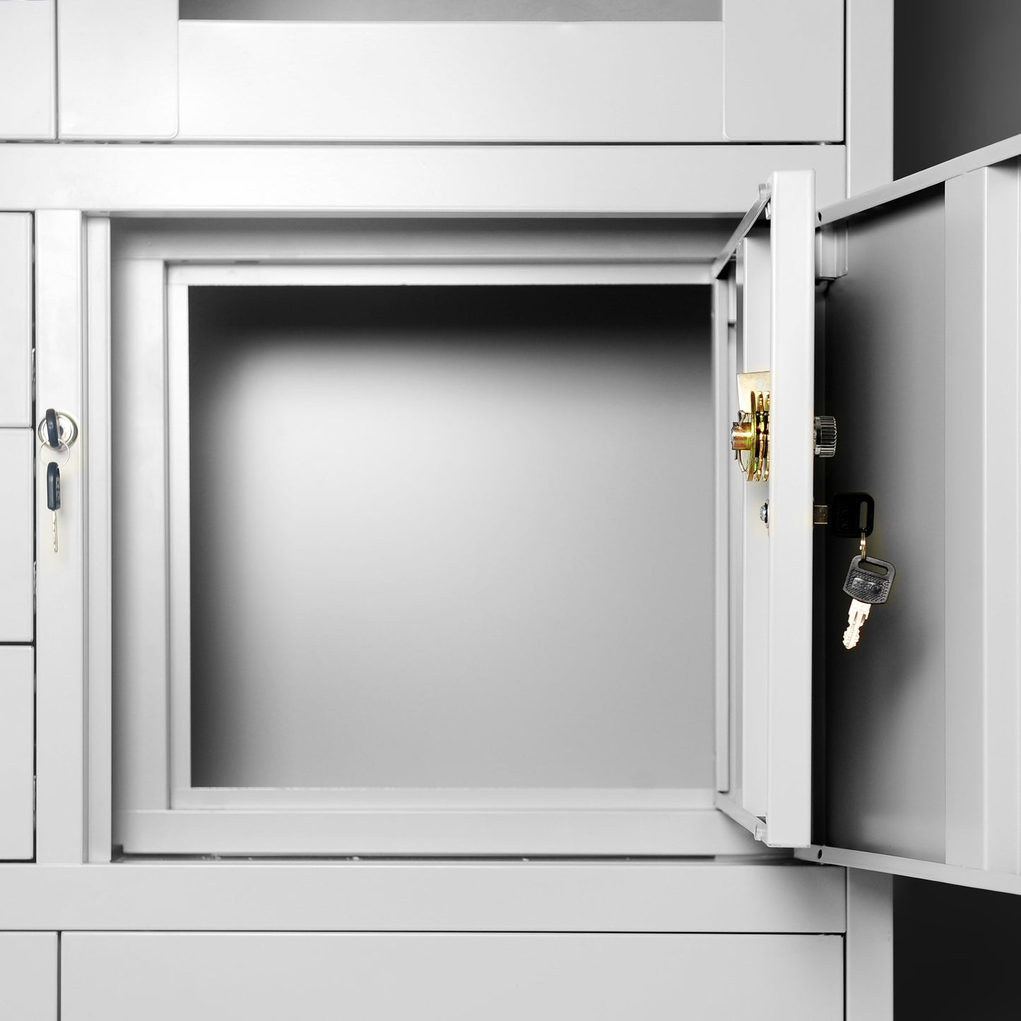 Jan Nowak Aktenschrank C018S Büroschrank Metallschrank Tresor Safe Geheimfach Flügeltüren Schubladen Pulverbeschichtung Stahlblech 185 cm x 90 cm x 40 cm (H x B x T) (Grau)
