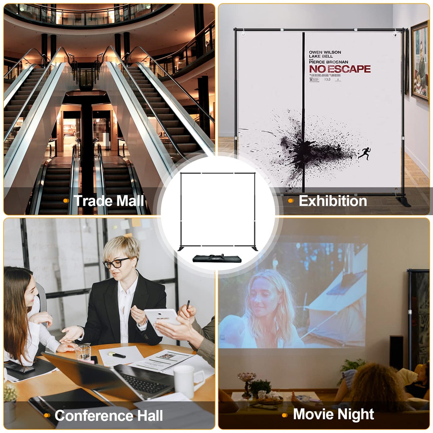 EMART Banner Ständer 3 x 3 m, Verstellbarer Hintergrund Ständer, Foto Hintergrundständer für Studio, Porträt und Produktfotografie, Fotografie - Upgraded