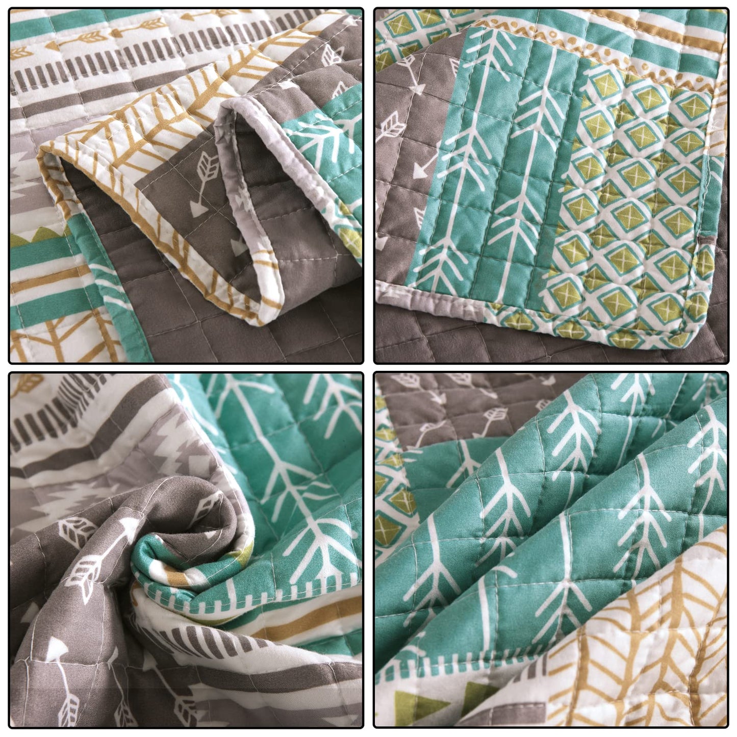 WOLTU Tagesdecke 170x210 cm Bettüberwurf Steppdecke Patchwork Wendedesign Bettdecke Stepp Decke Doppelbett unterfüttert und gesteppt