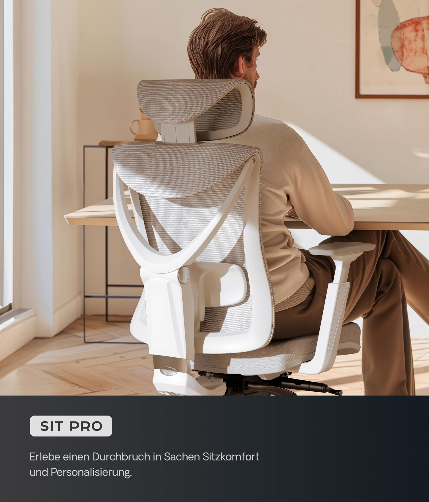 Desktronic Verstellbarer ergonomischer Bürostuhl | Schreibtischstuhl mit Lendenwirbelstütze - rückenfreundlich- Computerstuhl höhenverstellbar & rückenschonend - breites Polster SitPro (Grau)