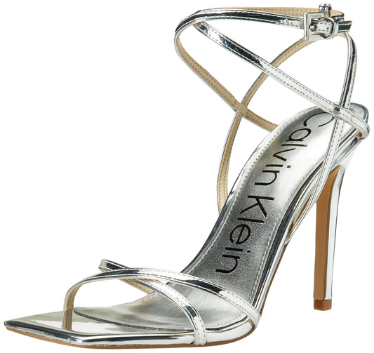Calvin Klein Damen Tegin Sandale mit Absatz, Silber 040, 38 EU