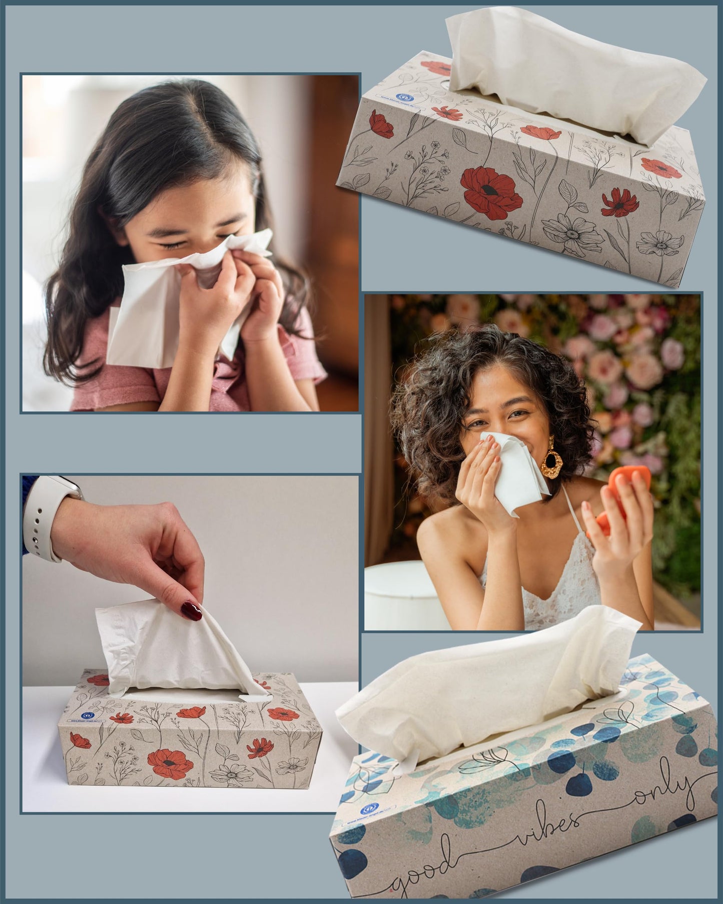 oecolife Taschentücher RECYCLING, 4-lagig, 1600 Tücher, 20 Pck. á 80 St., plastikfrei verpackt, in verschiedenen Verpackungsmotiven, nachhaltig, weiche & sanfte Taschentücher