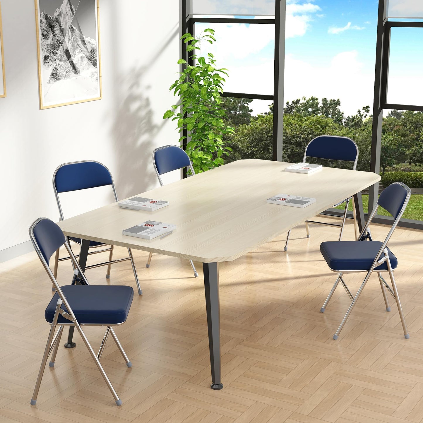 Chleby Klappstuhl 2er Set Dunkelblau – Bequemer Lederbezug mit dickem Kissen