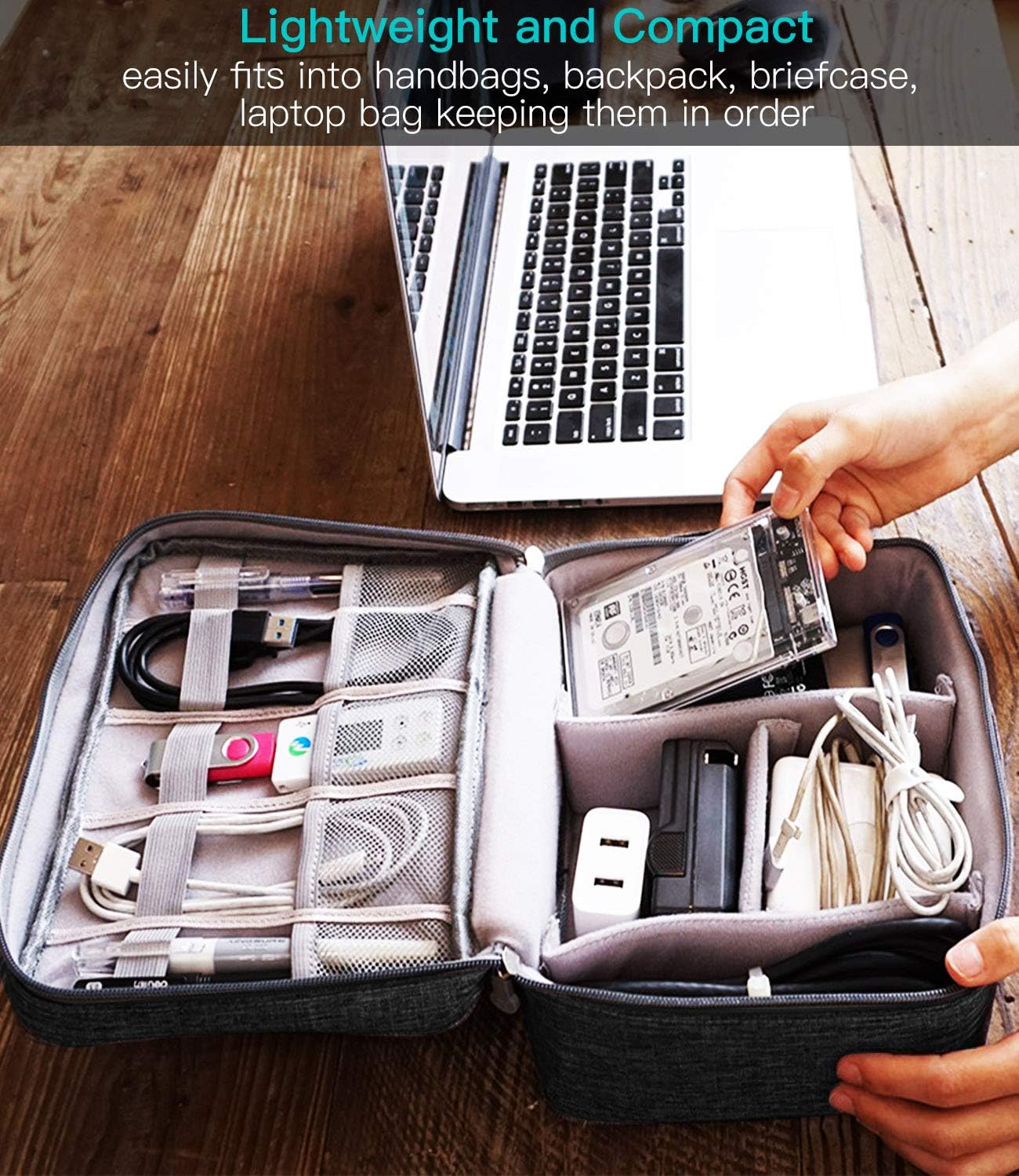 HCFGS Elektronische Tasche - Elektronik zubehör organisator - universal travel Kabel Organizer Tasche (Schwarz)
