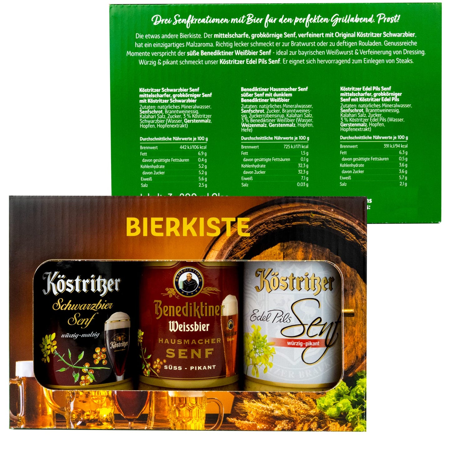Altenburger Original Bierkiste - drei mit Bier verfeinerte Senfsorten als Geschenk-Set (3-teilig), Geschenkbox für Männer und Frauen