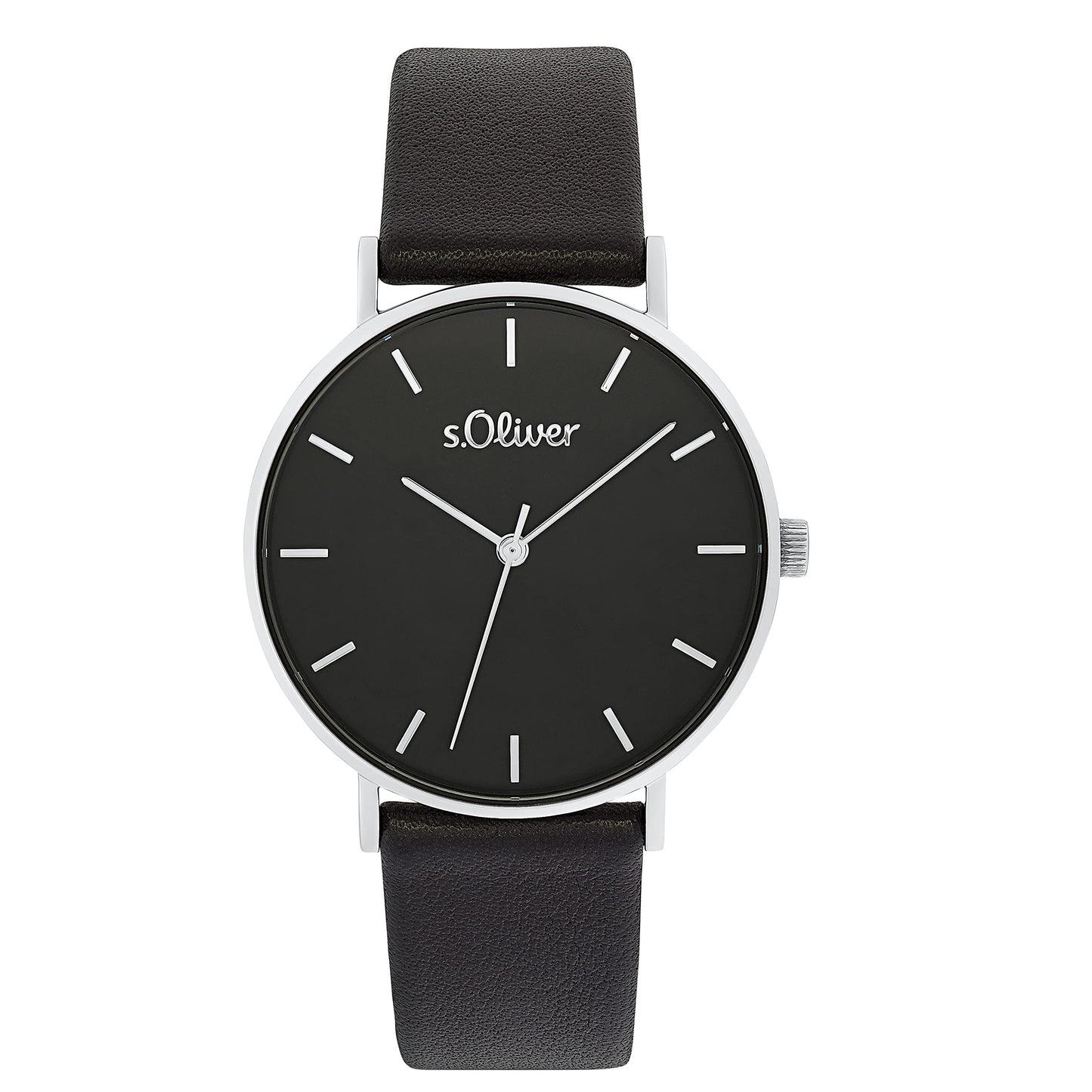 s.Oliver Armbanduhr Damen Quarzuhr Analog, mit Leder Armband, Silber, 3 bar Wasserdicht, Kommt in Uhren Geschenk Box,