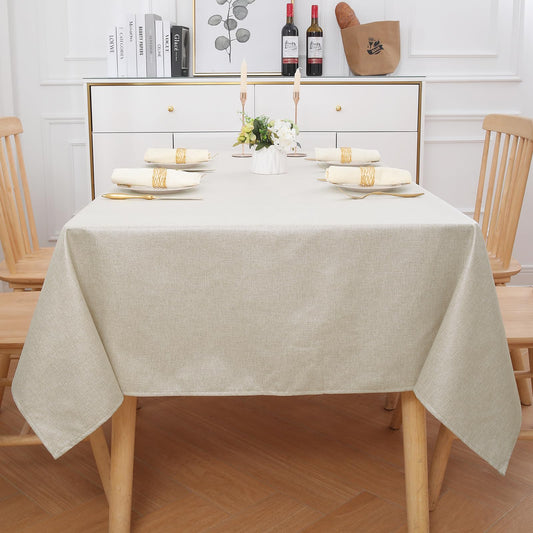Homaxy Leinenoptik Tischdecke Abwaschbar Lotuseffekt Eckig 100 x 140 cm Tischtuch Leinendecke Wasserabweisend Tafeldecke Tischwäsche Fleckschutz, Beige