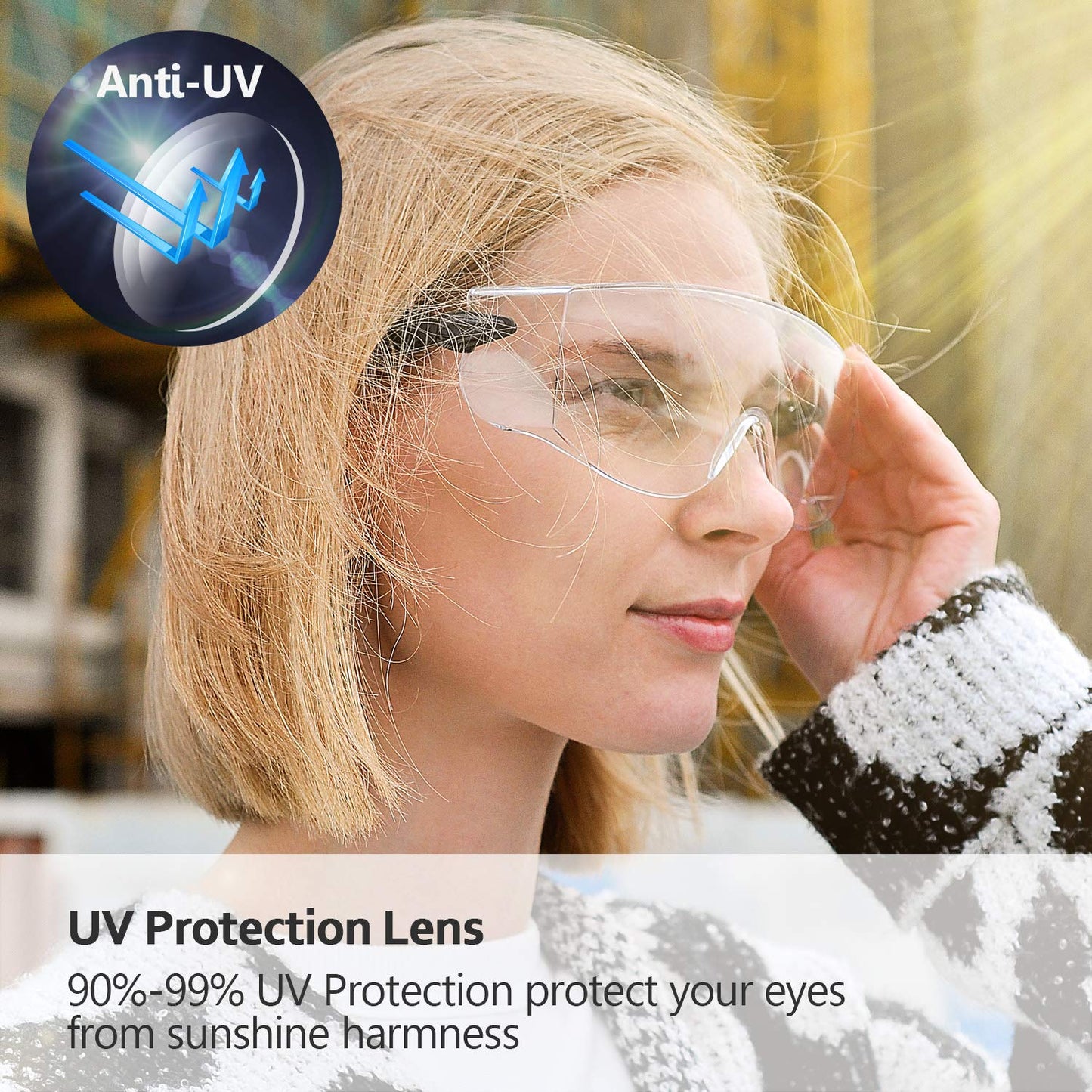 SAFEYEAR Schutzbrille für Brillenträger-SG009,Ausgestattet mit Anti-Kratzer und Anti-Fog Linsen UV400-Schutz,CE EN166-Zertifizierung，Mit Seitenschutz, umlaufender Brille, verstellbaren Brillenbeinen