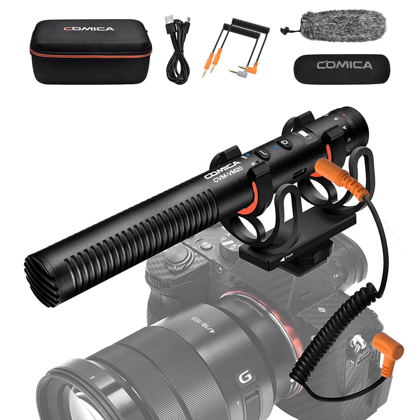COMICA VM20 Kamera Mikrofon, Super-Kardioid Kondensor Shotgun Video Mikrofon mit OLED Power Display & Low Cut Filter Modi,Externes Richtmikrofon für DSLR und Smartphone usw