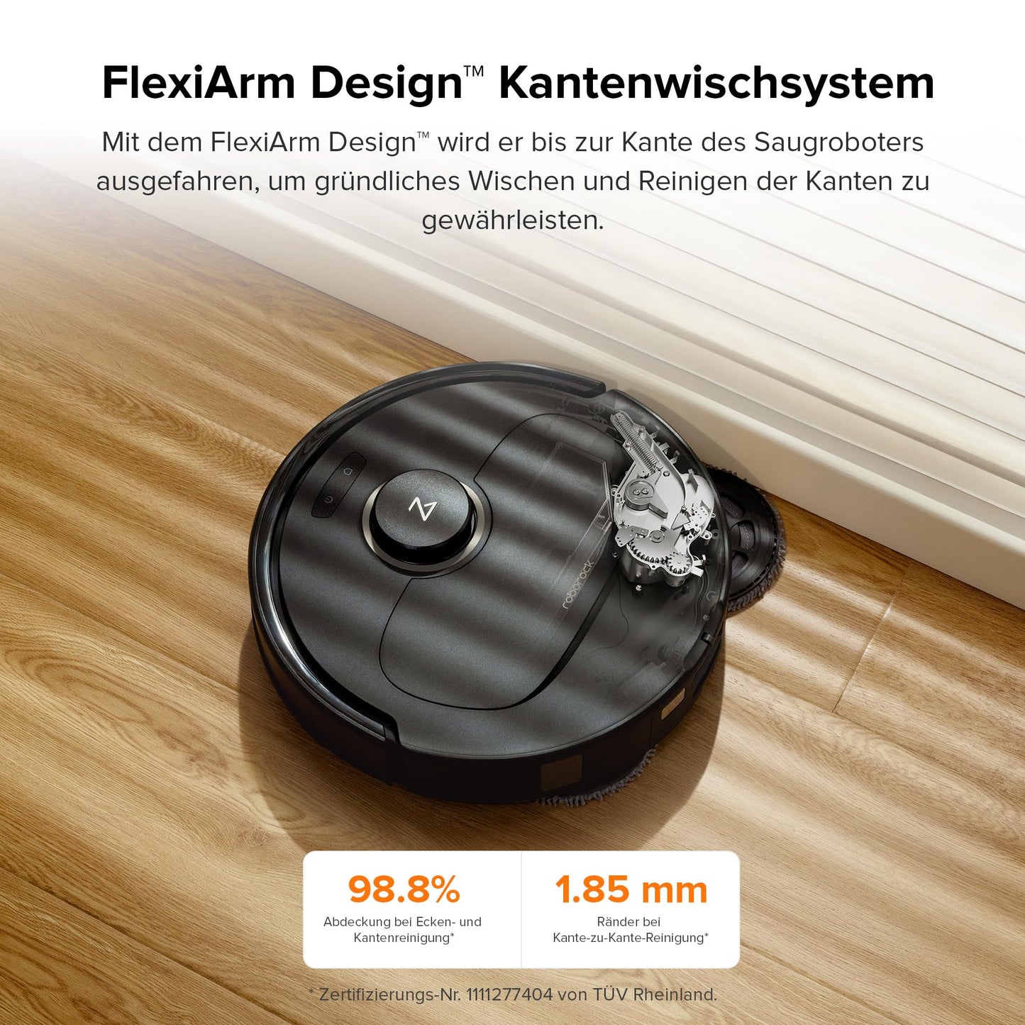 roborock Qrevo Pro Saugroboter mit Wischfunktion&Hebarem Wischmopp, FlexiArm Design™ Kantenreinigung, 7.000 Pa, 60 °C Heißwasser-Moppwäsche, Individuelle Teppichstrategie(Schwarz)