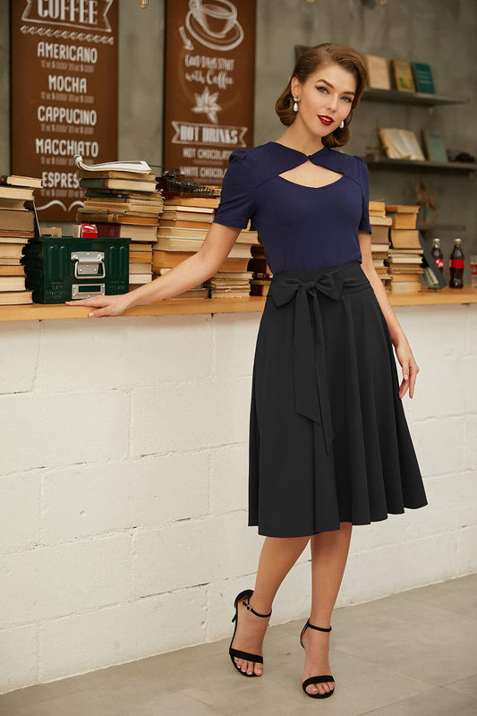 Vintage Rockabilly Rock Damen Retro Rock Knielang Sommerrock Festliche röcke BP561-1 M