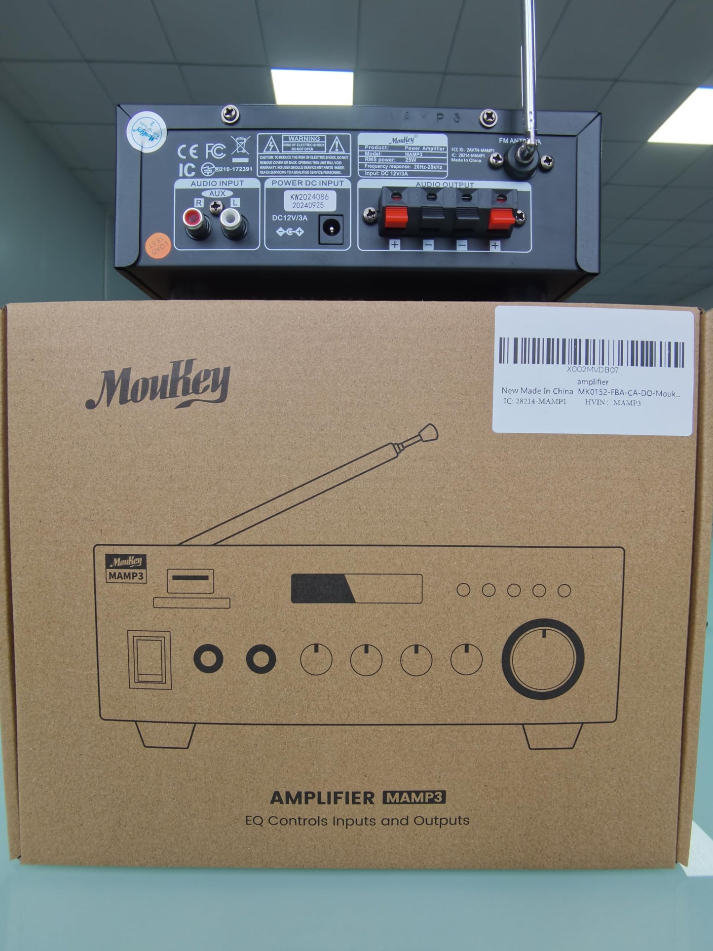 Moukey 2.0 Kanal Stereo Bluetooth Karaoke Verstärker, 100W Stereo Audio Verstärker Empfänger, Verstärker HiFi mit RCA, USB, SD, 2 Mic Eingänge, FM Radio für Auto oder Zuhause, MAMP3