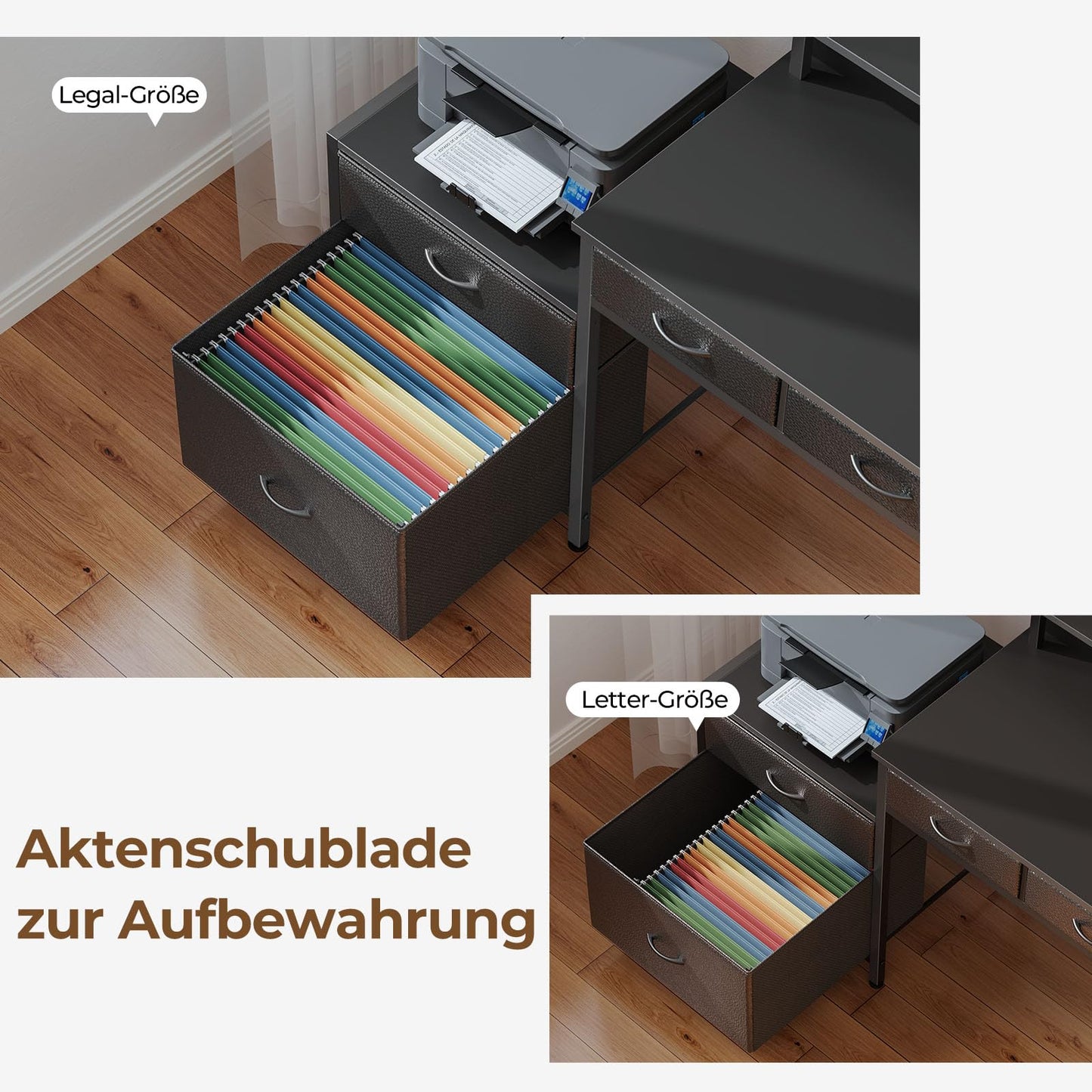 Rolanstar Schreibtisch L Form mit Schubladen, reversibler Gaming Tisch mit Steckdose, LED & Monitorständer 163 cm Computertisch für Büro Arbeitszimmer Schlafzimmer