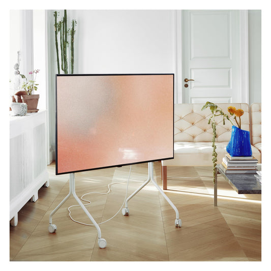 Pedestal Moon Rollin’ TV Ständer Rollbar für Bildschirm 40 bis 70 Zoll | Mobiler Fernsehständer mit Rollen | Fernseher Rollwagen | Stilvoller TV Rollständer (Beige)