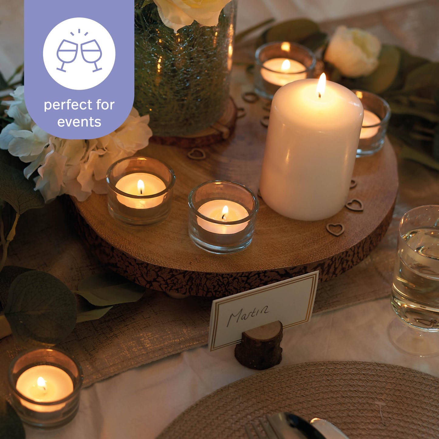 MATANA – 24 Elegante Teelichthalter - Teelichter Glas für Zuhause, 5cm Teelichthalter, Klar Teelichtgläser - Kerzenglas für Hochzeit, Dekorativ Kerzenglas, Teelicht Gläser für Standard-Teelichter