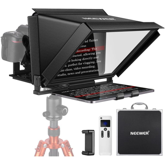 NEEWER X12 Teleprompter aus Aluminium mit RT 110 Fernbedienung und App Steuerung, kompatibel mit iPad, iOS/Android Tablet, Smartphone, DSLR Kamera, Ganzmetallkonstruktion (kein Kunststoff) Tasche