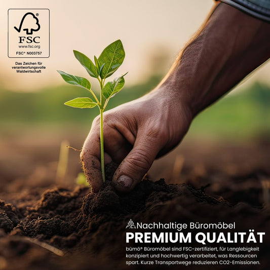 Bümö Konferenztisch oval 220x103 cm großer Besprechungstisch in grau, Besprechungstisch mit Chromsäulen, Meetingtisch für 8 Personen, XXL-Tisch für Besprechungsraum & Meeting