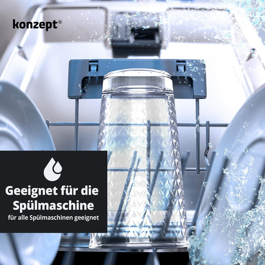 KONZEPT Große Wassergläser 6er Set 380 ml, Moderne Hohe Gläser aus Transparentem Glas, Universelle Trinkgläser Set für Wasser, Saft, Softdrinks, Eiskaffee