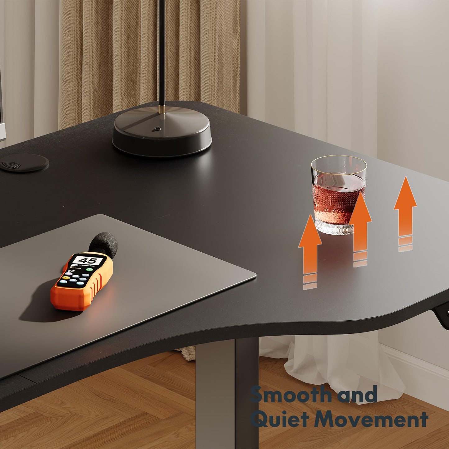 SANODESK L-förmiger Höhenverstellbarer Schreibtisch Elektrisch, 160 x 75 cm mit Speicherfunktion und Haken, Schwarz für Homeoffice
