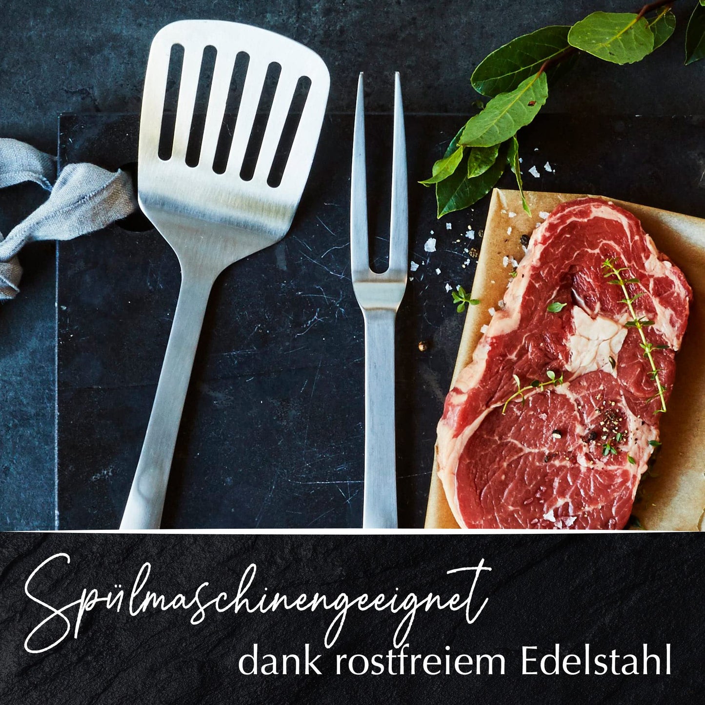 Stanley Rogers – Fleischgabel aus rostfreiem Edelstahl – Grillgabel für Fleisch in satinierter Optik – Spülmaschinenfestes Küchen Zubehör