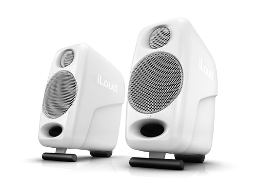 iLoud Micro Monitor White Special Edition - kleinste Studio-Referenz-Monitorpaar weltweit, 4 Class-D-Endstufen, 50 Watt (RMS) bi-amped, Bassreflex, weiß