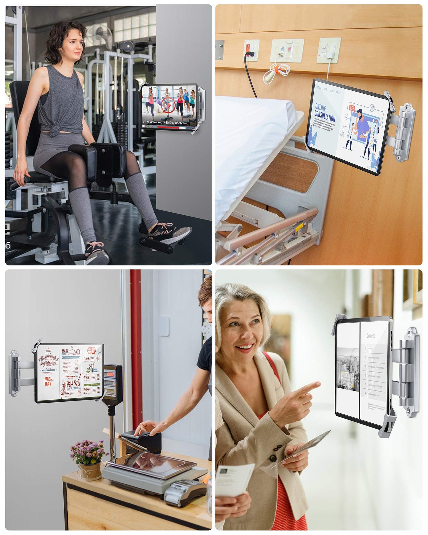 AboveTEK Tablet Wandhalterung iPad Ständer für 7-11Zoll Tablets/iPad/Galaxy Tab/Slate/Fire Tablet Halterung mit Anti-Diebstahl-Sicherheitsschloss und -Schlüssel Silber